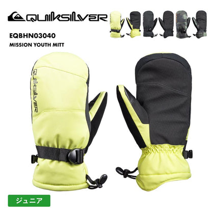 QUIKSILVER/クイックシルバー キッズ ジュニア ミトングローブ MISSION YOUTH MITT 2024-25 SNOW EQBHN03040 スノーボード スキー 防寒 手袋 耐水 撥水 裏地フリース ゴーグル拭きパネル カフスアジャスター リーシュコード ジュニア 子供用 こども用 男の子用 女の子用