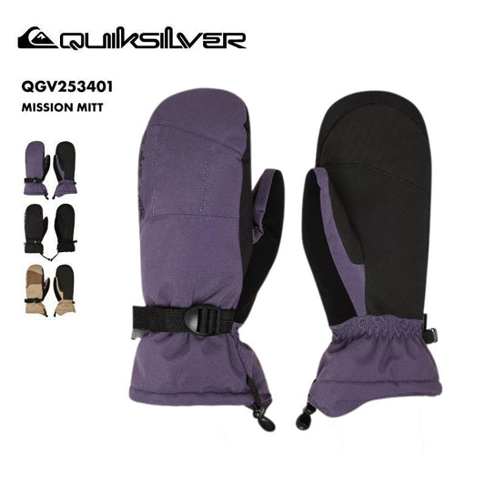 QUIKSILVER/クイックシルバー メンズ ミトングローブ MISSION MITT 2025-26SNOW QGV253401 スノーグローブ 手袋 スノー スキー スノボ スノーボード 耐水 防寒 リストアジャスター リーシュコード 男性用