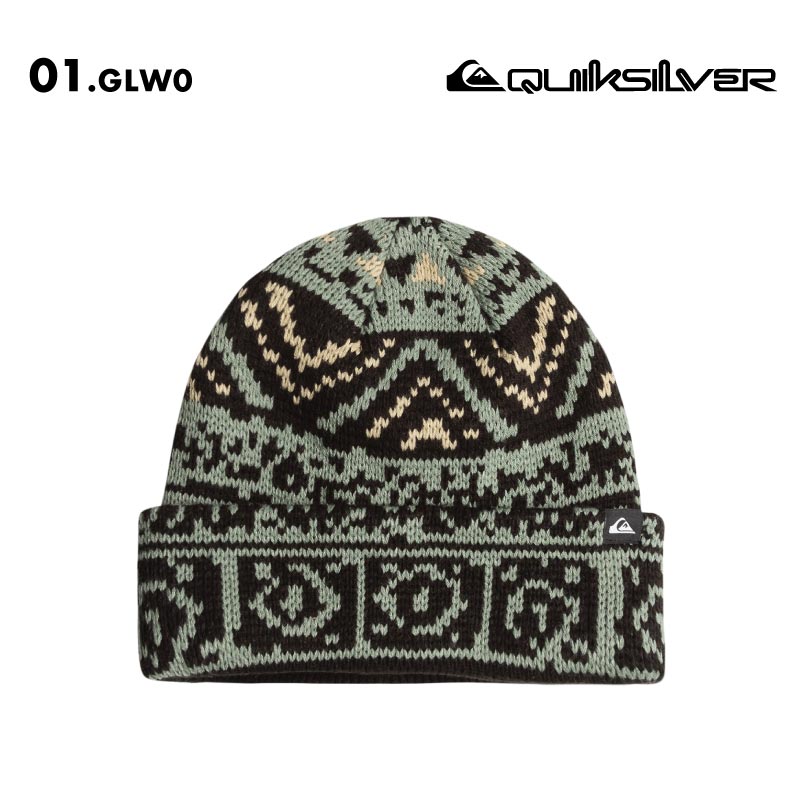 QUIKSILVER/クイックシルバー メンズ ニット帽 ARCHIVE BEANIE 2024-25 SNOW EQYHA03380 スノーボード スキー スノボ 防寒 ビーニー ニットキャップ アクリル ジャガード織 フリース レトロ 男性用【メール便発送 24FW-05】