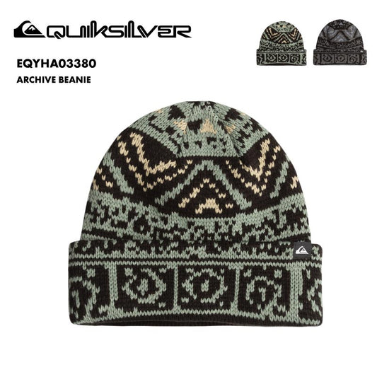 QUIKSILVER/クイックシルバー メンズ ニット帽 ARCHIVE BEANIE 2024-25 SNOW EQYHA03380 スノーボード スキー スノボ 防寒 ビーニー ニットキャップ アクリル ジャガード織 フリース レトロ 男性用【メール便発送 24FW-05】