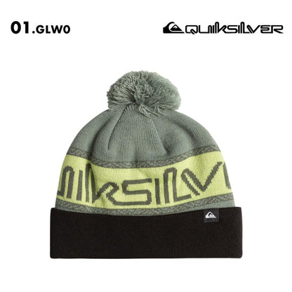 QUIKSILVER/クイックシルバー メンズ ニット帽 ボンボン SUMMIT BEANIE 2024-25 SNOW EQYHA03385 スノーボード スキー スノボ 防寒 ビーニー ニットキャップ ポンポン付き フリース ロゴ アクリル 男性用