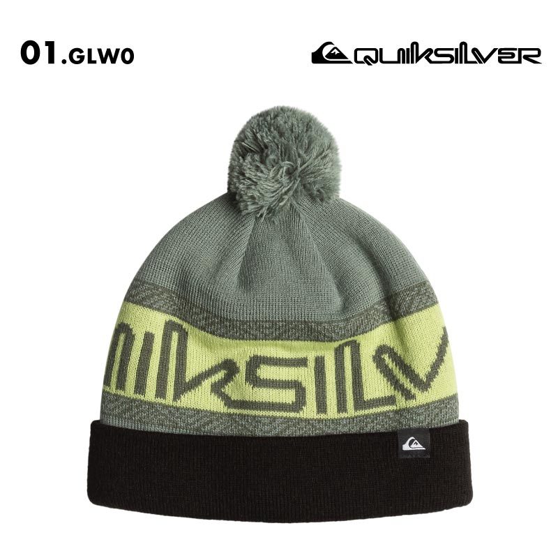 QUIKSILVER/クイックシルバー キッズ ジュニア ニット帽 ボンボン SUMMIT YOUTH BEANIE 2024-25 SNOW EQBHA03082 スノーボード スキー スノボ 防寒 ビーニー ニットキャップ ポンポン付き アクリル ハーフフリースライニング ロゴ ジュニア 子供用 こども用 男の子用 女の子用