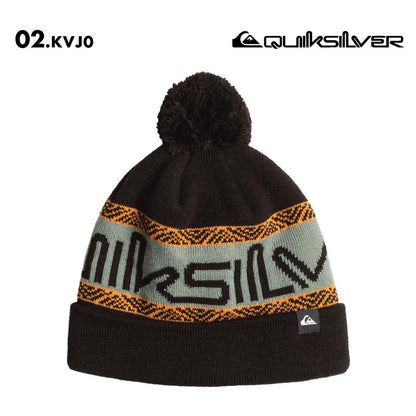 QUIKSILVER/クイックシルバー キッズ ジュニア ニット帽 ボンボン SUMMIT YOUTH BEANIE 2024-25 SNOW EQBHA03082 スノーボード スキー スノボ 防寒 ビーニー ニットキャップ ポンポン付き アクリル ハーフフリースライニング ロゴ ジュニア 子供用 こども用 男の子用 女の子用