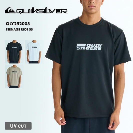 QUIKSILVER/クイックシルバー メンズ 半袖 ラッシュガード TEENAGE RIOT SS 2025 SUMMER QLY252005 半そで Tシャツ 水着 ビーチ 海 海水浴 ロゴ バックプリント シンプル ブランド 男性用【メール便発送 25SS-02】