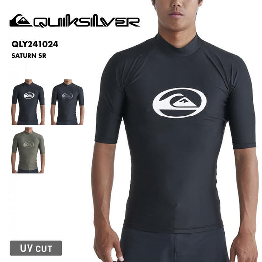 QUIKSILVER/クイックシルバー メンズ 半袖 ラッシュガード SATURN SR 2024 SPRING QLY241024 UPF50+ UVカット 紫外線対策 サーフィン 速乾 海水浴 黒 ブラック 白 ホワイト ブランド ロゴ【メール便発送 24SS-06】