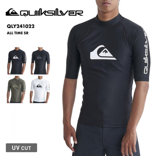 QUIKSILVER/クイックシルバー メンズ 半袖 ラッシュガード ALL TIME SR 2024 SPRING QLY241022 UVカット 水着 スイムウェア フードレス サーフィン  SUP 速乾 海水浴 ブランド ロゴ 夏服【メール便発送 24SS-06】