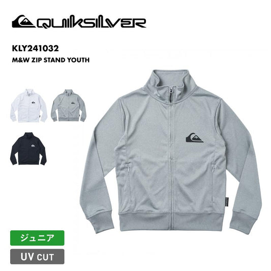 QUIKSILVER/クイックシルバー キッズ ラッシュガードZIPスタンド M&W ZIP STAND YOUTH 2024 SPRING KLY241032 UVカット 水着 スイムウェア 紫外線対策 UPF50＋ 速乾 伸縮 水遊び プール 海水浴 ジュニア 子供用 こども用 男の子用 女の子用【メール便発送 24SS-07】