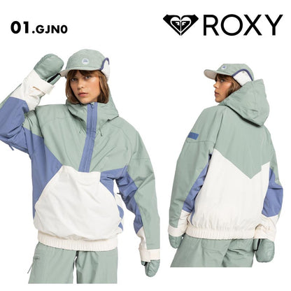 ROXY/ロキシー レディース スノーウェア アノラックジャケット CHLOE KIM ANORAK JK 2024-25 SNOW ERJTJ03476 スキー スノボ スノーボード ルーズシルエット パスポケット パウダースカート フード付き調節 防寒 暖かい ハーフジップ 女性用