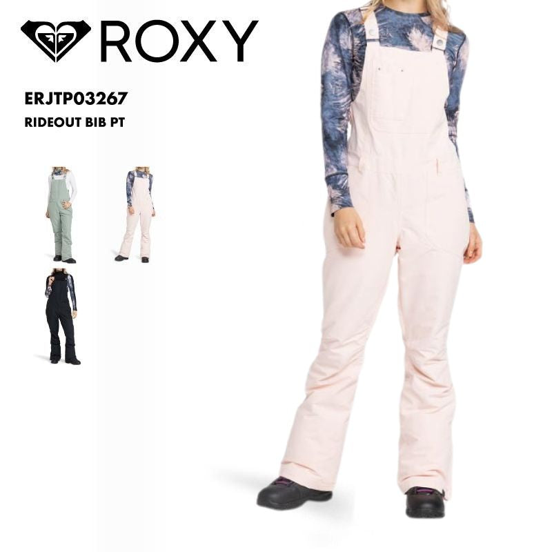 ROXY/ロキシー レディース スノーウェア ビブパンツ RIDEOUT BIB PT 2024-25 SNOW ERJTP03267 スキー スノボ スノーボード オーバーオール ボトムス サイドファスナー ベンチレーション付 裾幅調節 裾丈調節 防寒 女性用