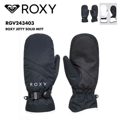 ROXY/ロキシー レディース スノー ミトングローブ ROXY JETTY SOLID MITT 2024-25 SNOW RGV243403 スキー スノボ スノーボード 撥水 耐水 リストベルト 保温 リーシュコード リストアジャスター 防寒 女性用