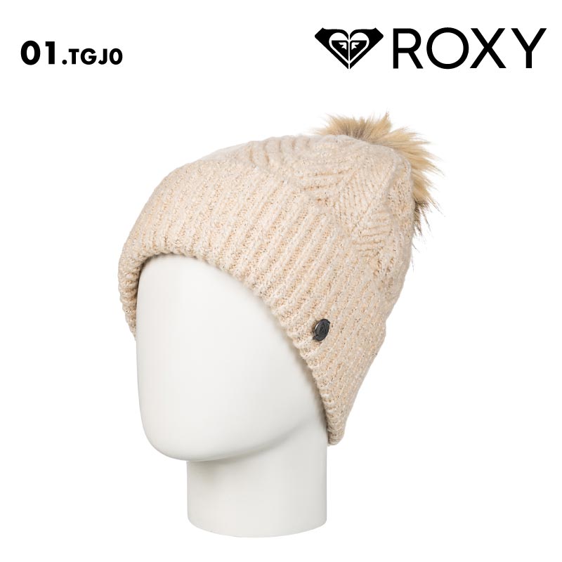 ROXY/ロキシー レディース ニット帽 ボンボン PEAK CHIC BEANIE 2024-25 SNOW ERJHA04282 帽子 スノボ スキー ファー ブランド かわいい おしゃれ ロゴ 防寒 女性用