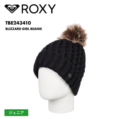 ROXY/ロキシー キッズ ジュニア ニット帽 ボンボン BLIZZARD GIRL BEANIE 2024-25 SNOW TBE243410 帽子 スノボ スキー ビーニー ロゴ ブランド おしゃれ かわいい 防寒 ジュニア 子供用 こども用 男の子用 女の子用