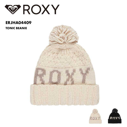 ROXY/ロキシー レディース ビーニー TONIC BEANIE 2025-26SNOW ERJHA04409 帽子 ニット帽 スノー スキー スノボ スノーボード ポンポン 普段使い ロゴ もこもこ 女性用[メール便発送 25FW-01]