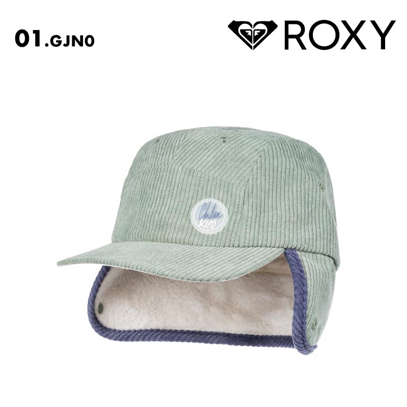 ROXY/ロキシー レディース パイロットハット CHLOE KIM CAP 2024-25 SNOW ERJHA04285 フライトキャップ スノボ おしゃれ かわいい コーデュロイ 耳当て 防寒 帽子 飛行帽 女性用