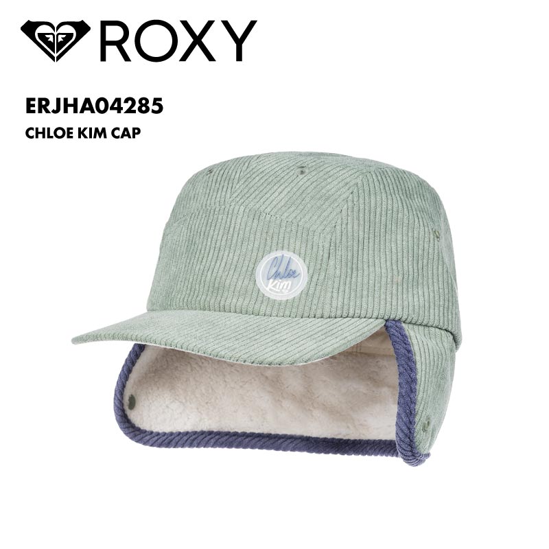 ROXY/ロキシー レディース パイロットハット CHLOE KIM CAP 2024-25 SNOW ERJHA04285 フライトキャップ スノボ おしゃれ かわいい コーデュロイ 耳当て 防寒 帽子 飛行帽 女性用