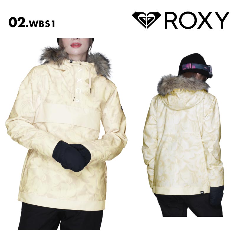 ROXY/ロキシー レディース スノーウェア ジャケット SHELTER JK 2023/24 SNOW ERJTJ03452 アノラックジャケット スキー スノボ サイドファスナー 着脱ファー 防寒 暖かい ロゴ パウダースカート ブランド 女性用