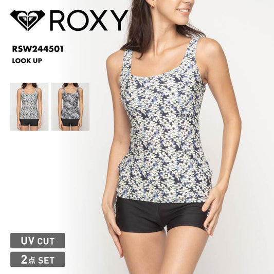 ROXY/ロキシー フィットネス水着 上下SET LOOK UP 2024 FALL SPORTS & FITNESS RSW244501 スイムウェア セパレート セット タンクトップ ショートパンツ レギンス 2点 UVカット かわいい ブランド 女性用