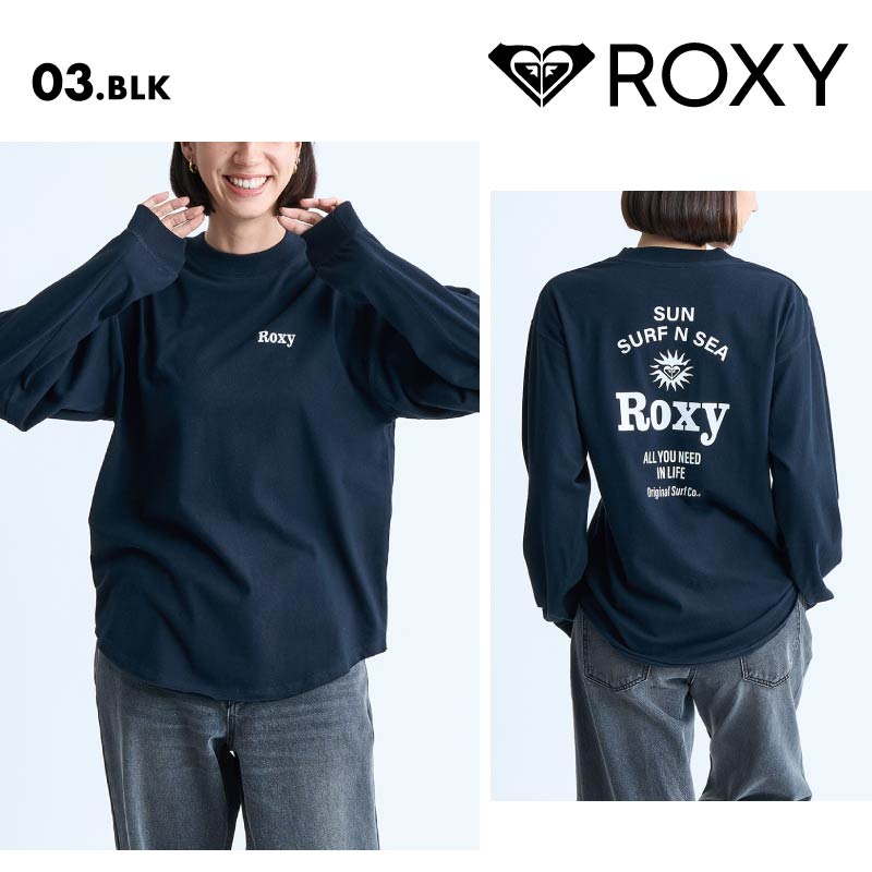 ROXY/ロキシー  長袖 Tシャツ SUN SURF N SEA 2024 FALL&WINTER RLT244045 ロンT ロングTシャツ ロングスリーブ トップス ブランド サーフィン かわいい おしゃれ 黒 白 女性用【メール便発送 24FW-01】