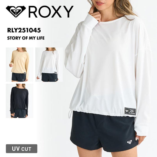 ROXY/ロキシー レディース 長袖 ラッシュガード Tシャツ STORY OF MY LIFE 2025 SPRING JP RLY251045 長袖 Tシャツ ビーチ サーフィン プール 海水浴 海 無地 ドローコード サムホール 女性用【メール便発送 25SS-01】