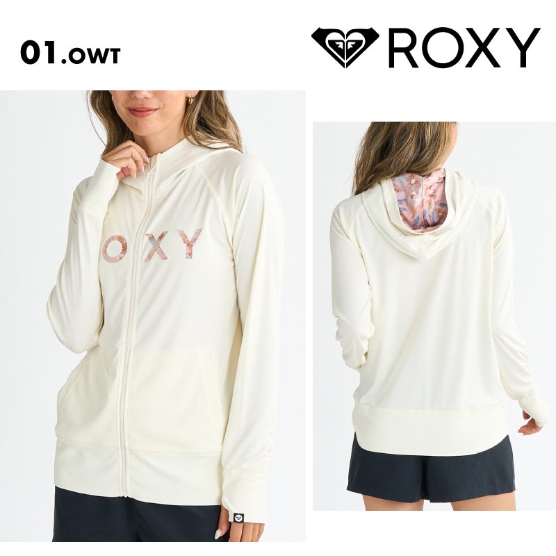 ROXY/ロキシー レディース ジップアップ パーカー ラッシュガード ARTSY FLORAL LOGO PARKA 2025 SPRING JP RLY251041 長袖 UVカット ビーチ サーフィン プール 海水浴 海 無地 フーディ 正規品 女性用【メール便発送 25SS-01】