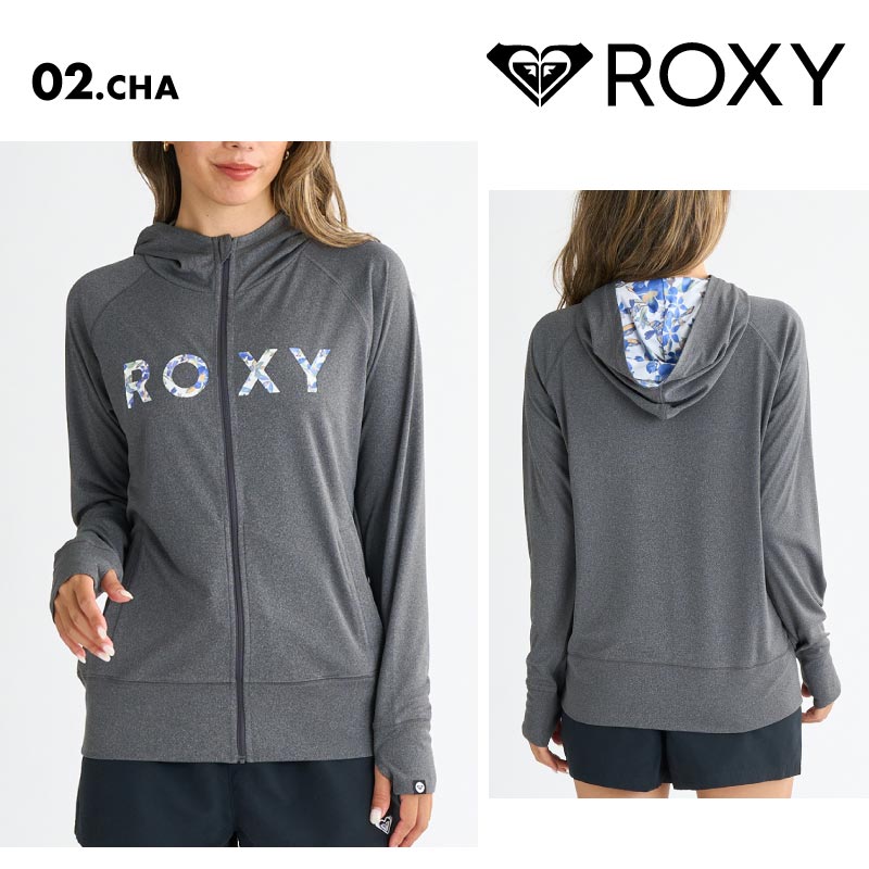 ROXY/ロキシー レディース ジップアップ パーカー ラッシュガード ARTSY FLORAL LOGO PARKA 2025 SPRING JP RLY251041 長袖 UVカット ビーチ サーフィン プール 海水浴 海 無地 フーディ 正規品 女性用【メール便発送 25SS-01】