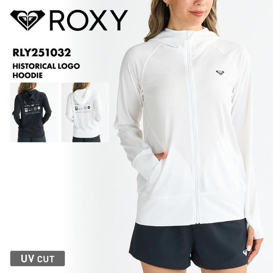 ROXY/ロキシー レディース ジップアップ パーカー ラッシュガード HISTORICAL LOGO HOODIE 2025 SPRING JP RLY251032 長袖 UVカット ビーチ サーフィン プール 海水浴 海 無地 フーディ 正規品 女性用【メール便発送 25SS-01】