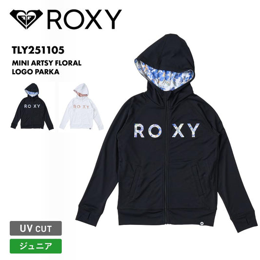 ROXY/ロキシー ジュニア ジップアップ パーカー ラッシュガード MINI ARTSY FLORAL LOGO PARKA 2025 SPRING JP TLY251105 長袖 UVカット ビーチ サーフィン プール 海水浴 海 無地 フーディ 正規品 ジュニア 子供用 こども用 男の子用 女の子用【メール便発送 25SS-01】