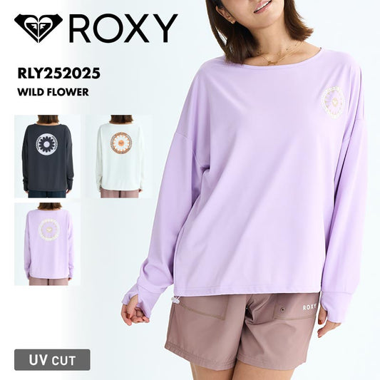 ROXY/ロキシー レディース 長袖 ラッシュガード WILD FLOWER 2025 SUMMER RLY252025 長そで Tシャツ 水着 ビーチ 海 海水浴 ワンポイント おしゃれ かわいい サムホール 女性用【メール便発送 25SS-02】