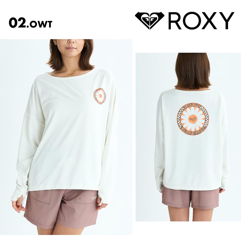 ROXY/ロキシー レディース 長袖 ラッシュガード WILD FLOWER 2025 SUMMER RLY252025 長そで Tシャツ 水着 ビーチ 海 海水浴 ワンポイント おしゃれ かわいい サムホール 女性用【メール便発送 25SS-02】