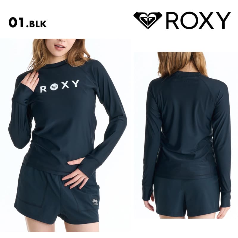 ROXY/ロキシー レディース 長袖 ラッシュガード RASHIE L_S 26 SPRING RLY265039 ボード 水着 サーフィン Tシャツ 海水浴 ビーチ サムホール シンプル 無地 ロゴ 女性用【メール便発送 26SS-01】