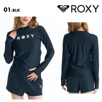 ROXY/ロキシー レディース 長袖 ラッシュガード RASHIE L_S 26 SPRING RLY265039 ボード 水着 サーフィン Tシャツ 海水浴 ビーチ サムホール シンプル 無地 ロゴ 女性用【メール便発送 26SS-01】