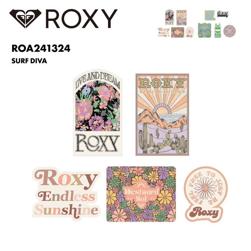 ROXY/ロキシー レディース ロゴ ステッカー SURF DIVA 2024 SPRING ROA241324 転写ステッカー 公式ステッカー ビーチ おしゃれ かわいい ブランド おしゃれ ギフト プレゼント 女性用【メール便発送 24SS-05】