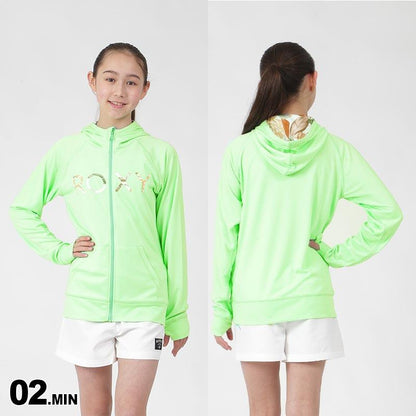ROXY kids rash guard parka TLY231106 rash parka zip-up hooded UV cut UPF50+ long sleeves pool sea bathing beach junior children children girls [mail delivery 23SS-07] 