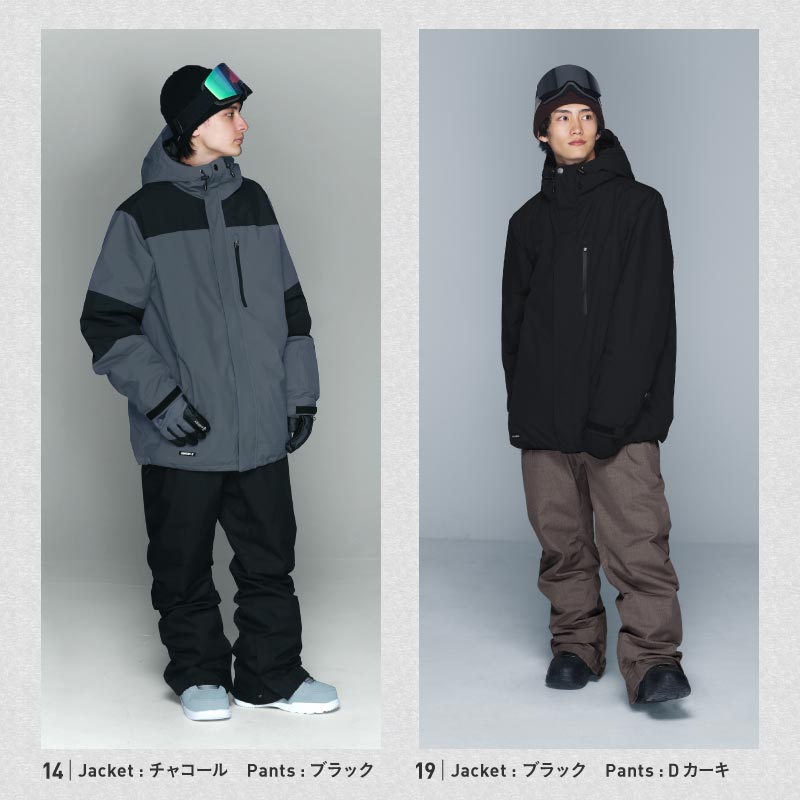 [17~22カラー]  スノーボードウェア 上下セット メンズ レディース スキーウェア ルーズシルエット 中綿入り 防寒 撥水 防風 25-26モデル PONTAPES/ポンタぺス PSET-43