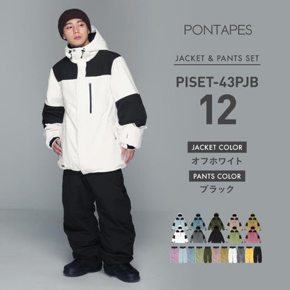 [1~15カラー]  スノーボードウェア メンズ  上下セット ルーズシルエット 中綿入り 撥水 防寒 25-26モデル PONTAPES/ポンタぺス PISET-43PJB