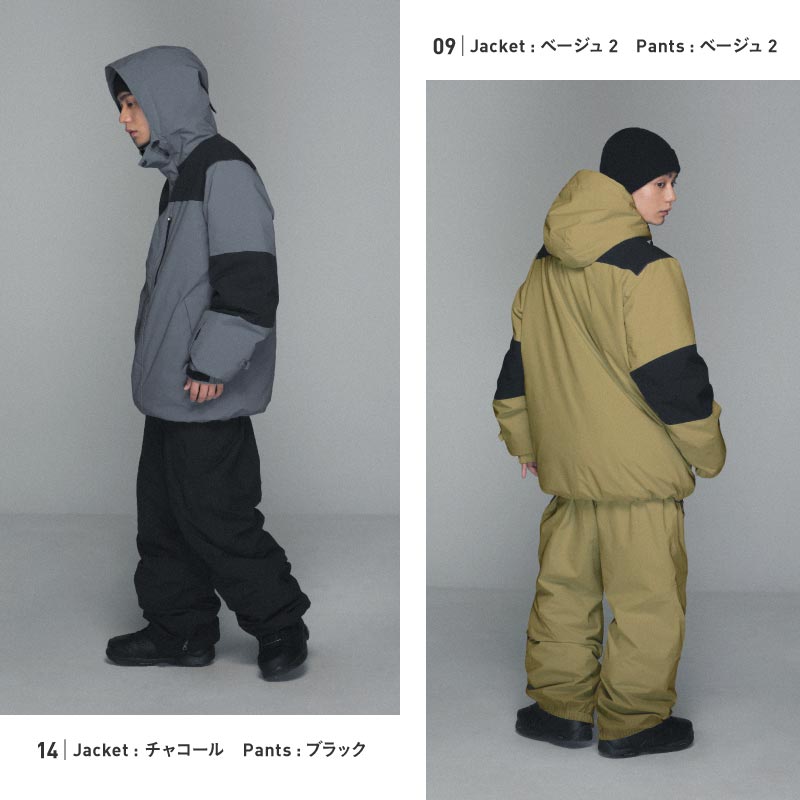 16~25カラー] スノーボードウェア メンズ 上下セット ルーズシルエット