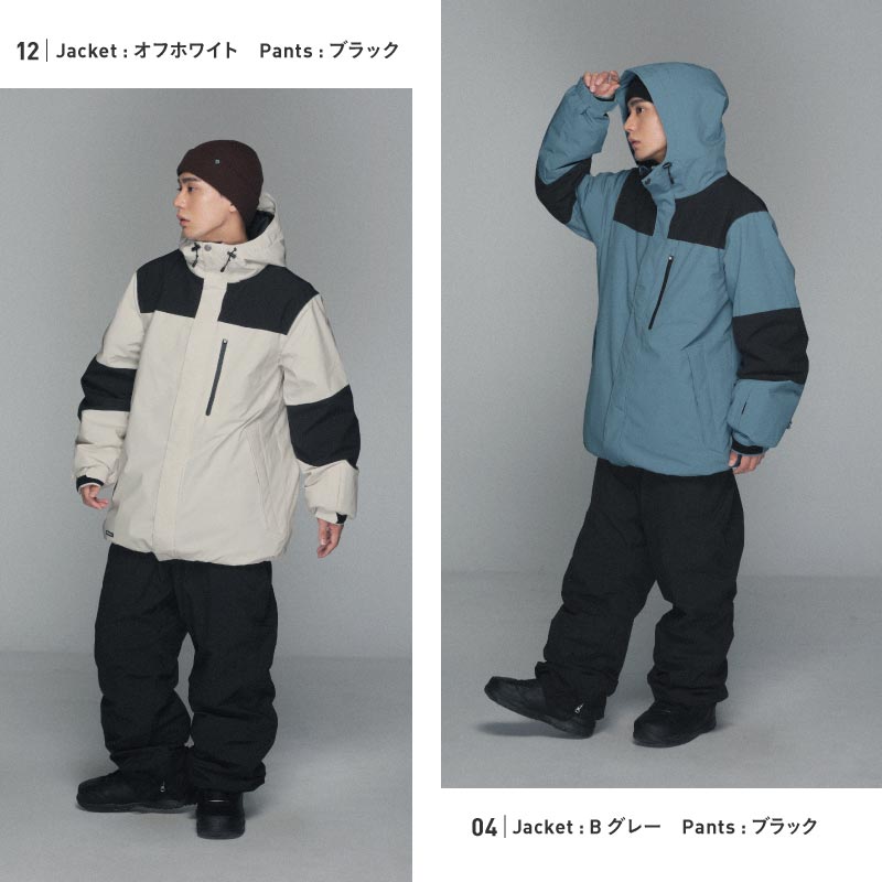 [16~25カラー]  スノーボードウェア メンズ  上下セット ルーズシルエット 中綿入り 撥水 防寒 25-26モデル PONTAPES/ポンタぺス PISET-43PJB