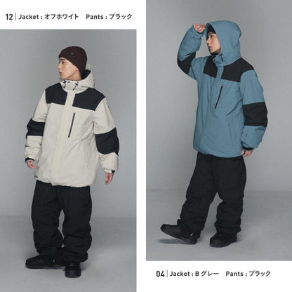[16~25カラー]  スノーボードウェア メンズ  上下セット ルーズシルエット 中綿入り 撥水 防寒 25-26モデル PONTAPES/ポンタぺス PISET-43PJB