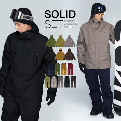 [17~21カラー] スノーボードウェア メンズ 上下セット レギュラーシルエット 中綿入り 撥水 防寒 25-26モデル PONTAPES/ポンタぺス PSET-40