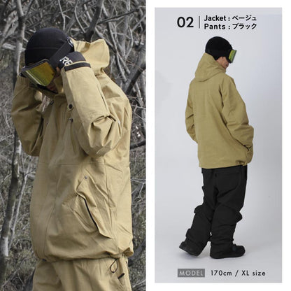 スノーボードウェア メンズ 上下セット レギュラーシルエット 中綿入り 撥水 防寒 25-26モデル ミリタリーセット PONTAPES/ポンタぺス PSET-40
