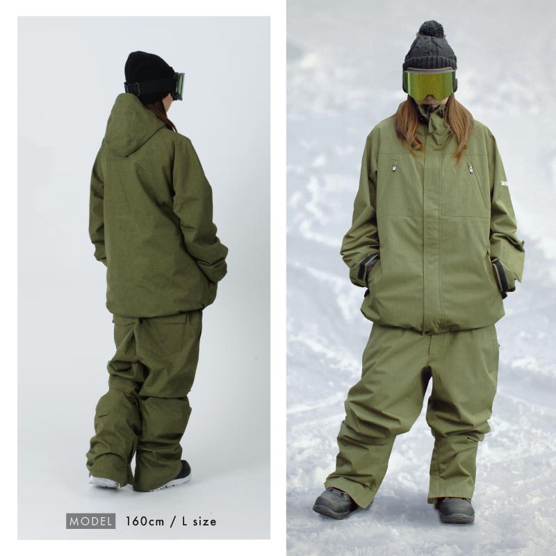 スノーボードウェア メンズ 上下セット レギュラーシルエット 中綿入り 撥水 防寒 25-26モデル ミリタリーセット PONTAPES/ポンタぺス PSET-40