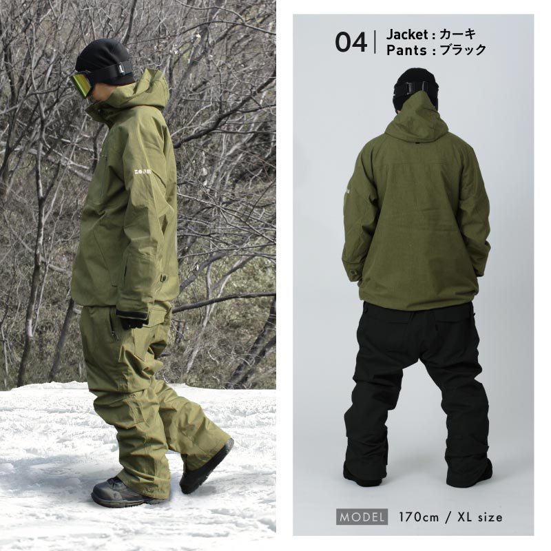 スノーボードウェア メンズ 上下セット レギュラーシルエット 中綿入り 撥水 防寒 25-26モデル ミリタリーセット PONTAPES/ポンタぺス PSET-40