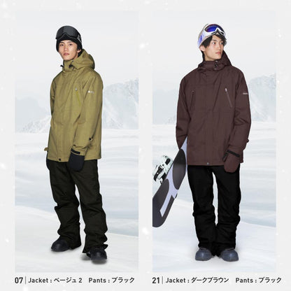 [17~21カラー] スノーボードウェア メンズ 上下セット レギュラーシルエット 中綿入り 撥水 防寒 25-26モデル PONTAPES/ポンタぺス PSET-40