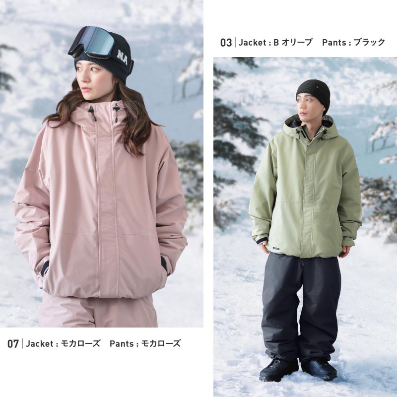 スノーボードウェア メンズ  上下セット ルーズシルエット ソリッドフードセット 中綿入り 撥水 防寒 25-26モデル PONTAPES/ポンタぺス PSET-30