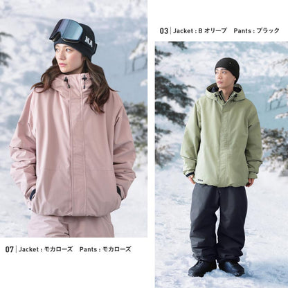 スノーボードウェア メンズ  上下セット ルーズシルエット ソリッドフードセット 中綿入り 撥水 防寒 25-26モデル PONTAPES/ポンタぺス PSET-30