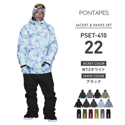[17~24カラー]スノーボードウェア メンズ 上下セット レギュラーシルエット 中綿入り 撥水 防寒 25-26モデル PONTAPES/ポンタぺス PSET-410