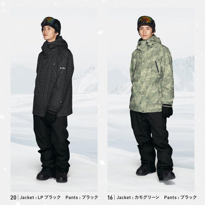 [17~24カラー]スノーボードウェア メンズ 上下セット レギュラーシルエット 中綿入り 撥水 防寒 25-26モデル PONTAPES/ポンタぺス PSET-410