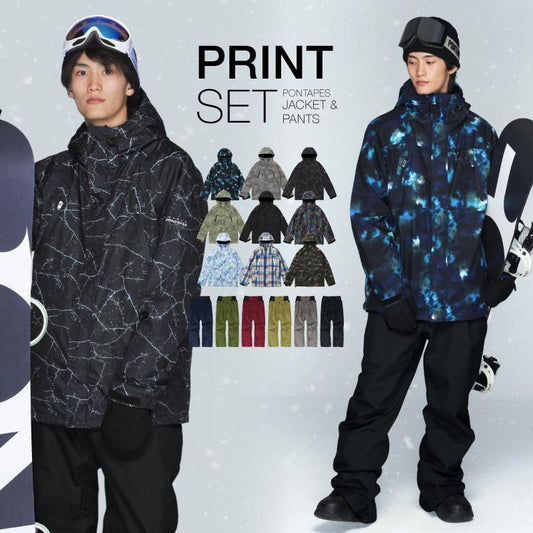 [1~16カラー] スノーボードウェア メンズ 上下セット レギュラーシルエット 中綿入り 撥水 防寒 25-26モデル PONTAPES/ポンタぺス PSET-410