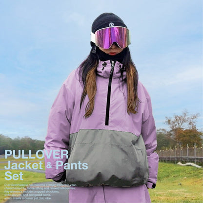 スノーボードウェア 上下セット レディース ルーズシルエット プルオーバー 中綿入り 撥水 防寒 25-26モデル PONTAPES/ポンタぺス PSET-49_i
