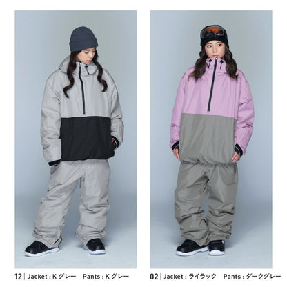 スノーボードウェア 上下セット レディース ルーズシルエット プルオーバー 中綿入り 撥水 防寒 25-26モデル PONTAPES/ポンタぺス PSET-49_i